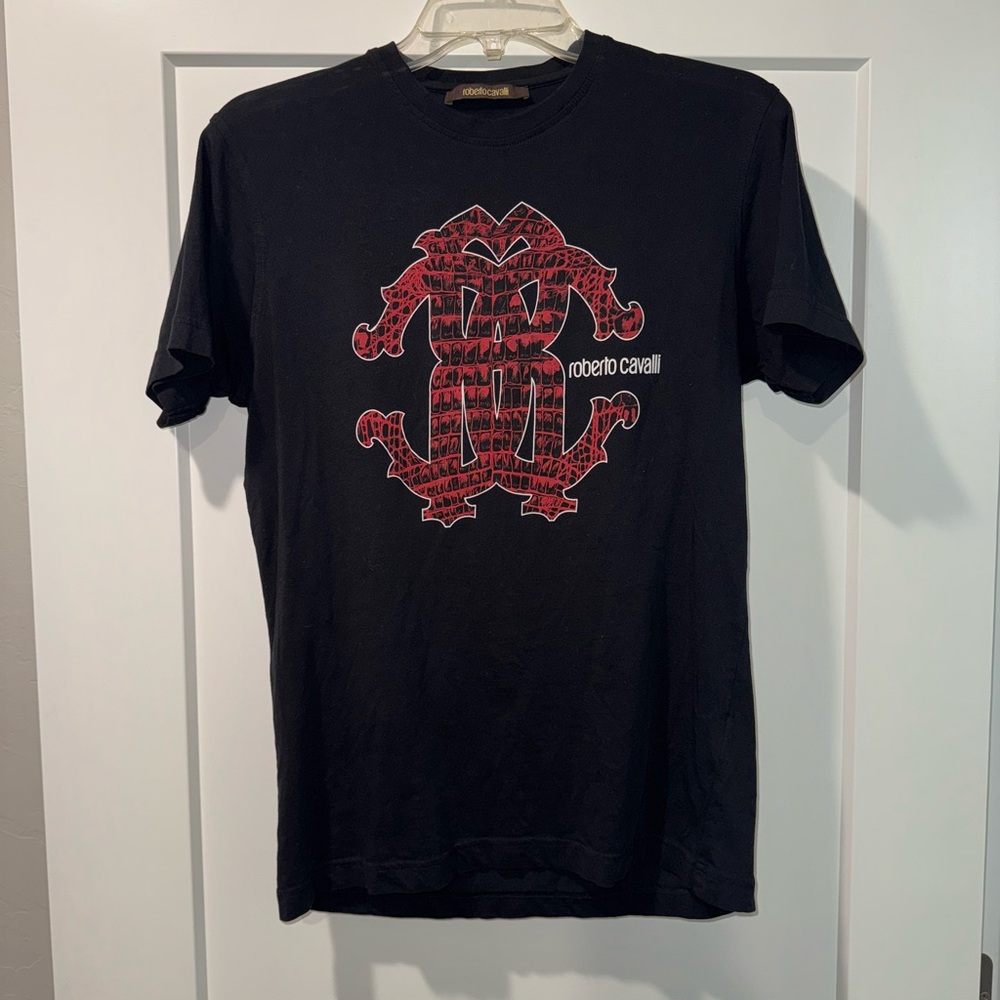 Roberto Cavalli Women's T-Shirt in Black with Red Design
